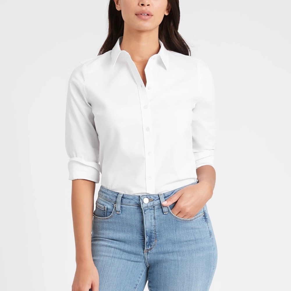 Banana Republic Parker Casual White Button Down